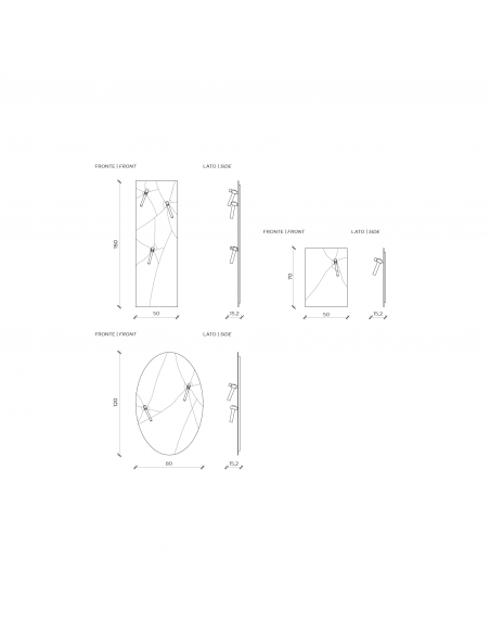 Mogg Specchio appendiabiti rettangolare Bastaaa cm. 50x70